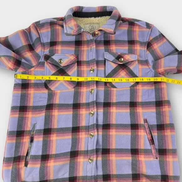 Sage Collective Sherpa Lined Plaid Shacket Size Large - Picture 6 of 7